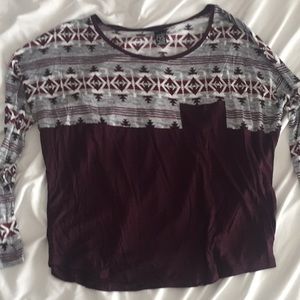 Aztec print long sleeve shirt